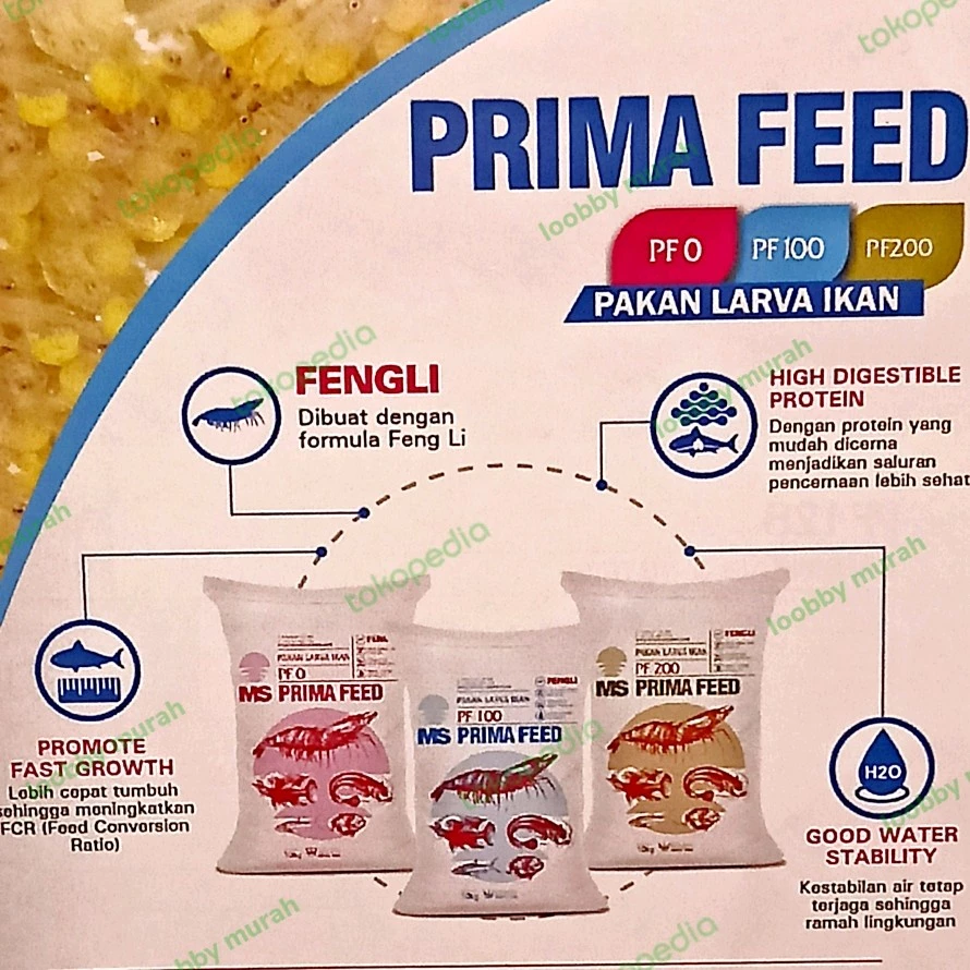 Pakan Pelet Prima Feed Feng Li FL 500gr 1/2KG PF PF0 PF100 & PF200 Ikan Nila Lele & Udang Windu Vaname